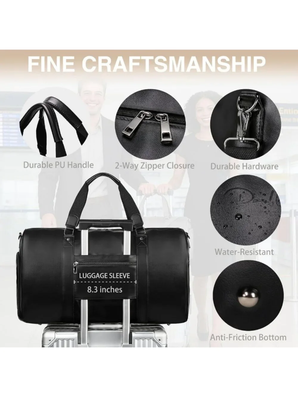 Versatile 3-in-1 Leather Duffle Bag for Travel, Gym, Weekend & Hospital Use